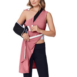 Deyeek Women's Post Shoulder Surgery Dress Full Tear Away Sleeveless Tank Dress After Rotator Cuff Adaptive Clothing Rose Red