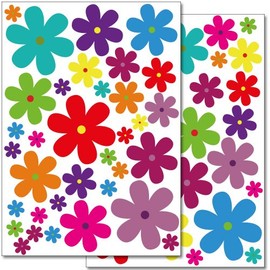 Wandkings Blumen Design 3 Wandsticker Set, 62 Aufkleber, 2 DIN A4 Bögen, Gesamtfläche 60 x 20 cm