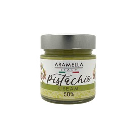 Aramella Gourmet Italian 50% Pistachio Cream – 7.05 oz Glass Jar – Made in Italy – No Artificial Colors, Flavors, or Palm Oil