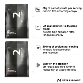 Neversecond C30 Sports Drink, High-Performance Electrolyte Hydration & Carbohydrates, Never2 Sports Drink for Triathlons, Cycling, & Marathons – Citrus - (640g, 20 Serving-Count)