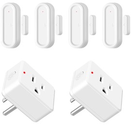 GREENCYCLE Motion Activated Plug,Motion Sensor Light Indoor Plug In,Wireless Outlet Plug,Easy Installation,FCC&CE&TR Certification, Programmable,for Most Electrical Appliances(4Sensors+2Outlets)