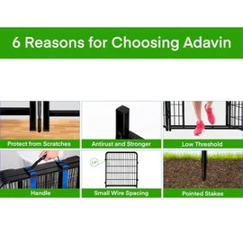 ADAVIN Garden Fencing 36 Inch High, Low Threshold Door, 10 Panels Total 22.1 Ft(L), Dog Fence Outdoor for Yard, Animal Barrier Fence, Fencing for Garden Beds, Pet Fences, Garden Fence Border.