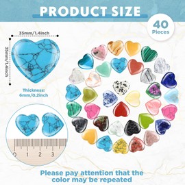 Nuenen 40 Pcs 1.4 Inch Heart Stone Bulk Valentines Gift Heart Worry Stone Tiny Trinkets Healing Crystal Gemstone Love Carved Rock Small Palm Thumb Stone Women Mother's Day Gifts