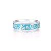 Santuzza 925 Sterling Silver Blue Enamel Flower Pattern Ring White