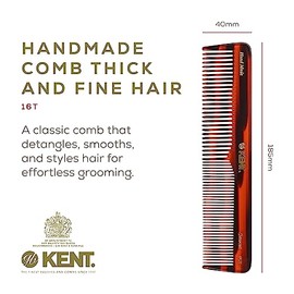 Kent 16T - Peine de dientes finos y peine de dientes anchos, peine de barba y peine de pelo/peine de pelo para hombre, peine de bigote y peine para mu