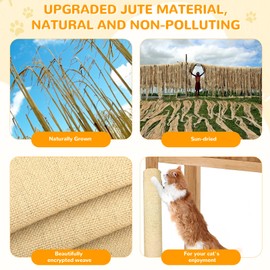 Jute Trimmable Cat Scratching Mat for Furniture Protector,78.7"x15.8" Versatile Self-Adhesive Anti Cat Scratch Pad for Couch Protection and Cat Scratcher/Twine Shelves Replacement/mat/Post/Wall/Board