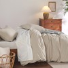 Bedsure 100% Washed Cotton Duvet Cover Queen - Beige Minimalist