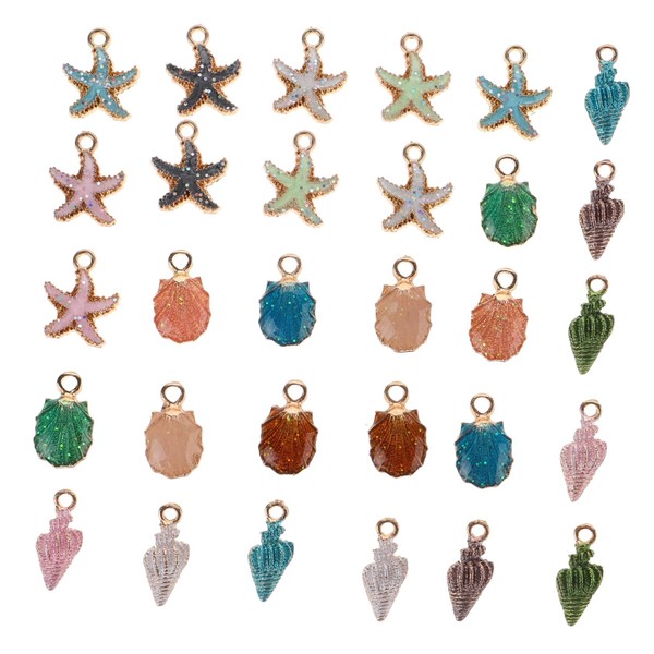 Healifty 30 pieces enamel charm jewellery making charm sea pendant