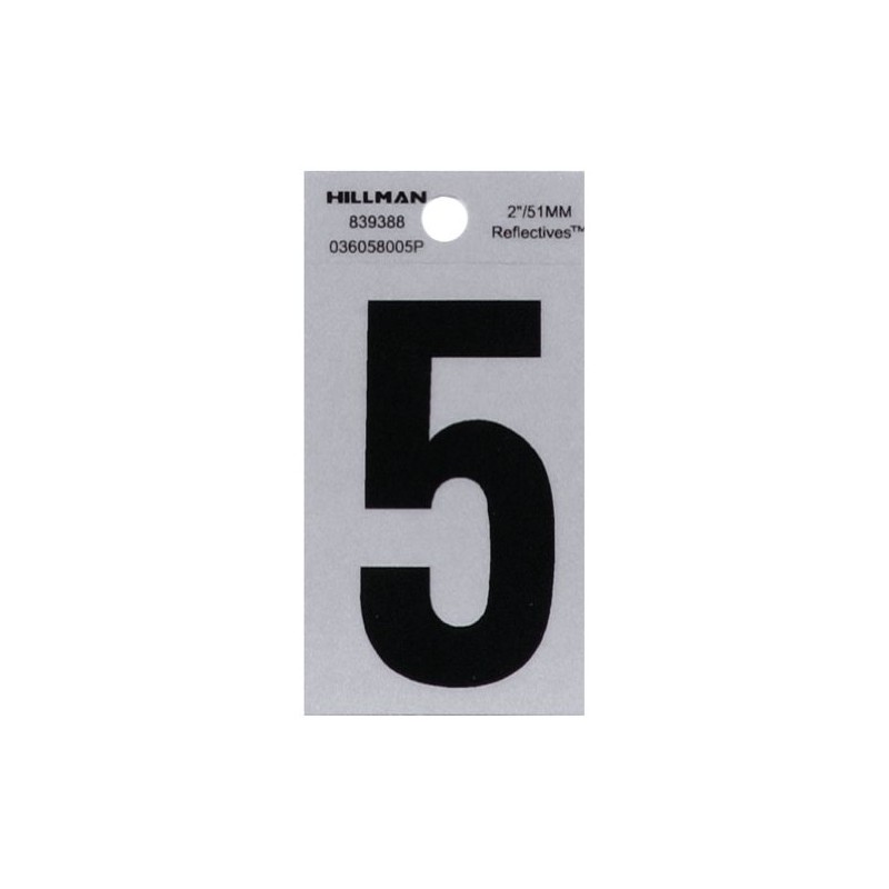Hillman 839388 2-Inch Black on Silver Reflective Square-Cut Mylar House,
