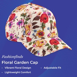 Floral Baseball Cap for Women, Flower Print Summer Garden Hat, Adjustable Cotton Twill Sports Ball Cap for Girls