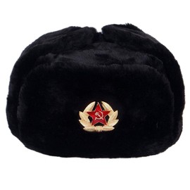Gorro ruso Shapka Ushanka original (Negro, MED 60)