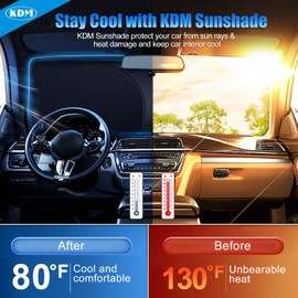 KDM Laser Silver Style Windshield Sun Shade Fit for 2019-2025 Chevy Silverado 1500 (Regular cab Crew cab Double Cab 2/4Door) Foldable Front Windows Sunshade Visor Protector Blocks UV Rays Heat