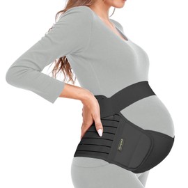 ChongErfei Maternity Belt, Pregnancy 3 in 1 Support Belt for Back/Pelvic/Hip Pain, Maternity Band Belly Support for Pregnancy Belly Support Band (L: Fit Ab 39.5"-51.3", Black)