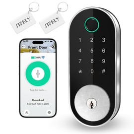 Built-in WiFi Deadbolt Smart-Lock with Keypad: Sifely Keyless Entry Door Lock, Digital Door Keypad, Electronic Deadbolt with Fingerprint & Code Access, Auto Locking, Easy to Install (Silver)