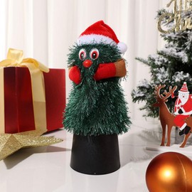 Tabletop Christmas Tree, Musical Rotatable Cute Plant Shape Christmas Tree Figurine Decoration for Enhance Festive Home Decor (M)