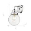 Homeroots One Light Silver Wall Sconce with Round Glass Shade