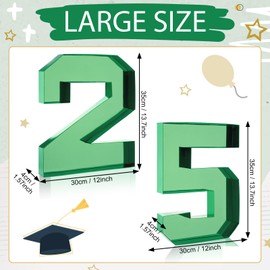 CroBlissful 13.7" Graduation Charcuterie Letters Fillable Large 25 Cardboard Numbers Box Number Shaped Tray Candy Container Box for School Grad Birthday Party Supplies(Green)