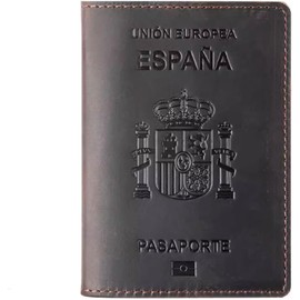 Porta pasaporte español, portadocumentos de piel vaca, tarjetero retro for tarjetas embarque, juego libreta for, funda for Funda para pasaporte(Coffee)