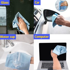 6-Pack Microfiber Cleaning Cloths, 16x16 Inch, Lint-Free for Windows, Glasses, Windshields, Mirrors, & Stainless Steel - Blue