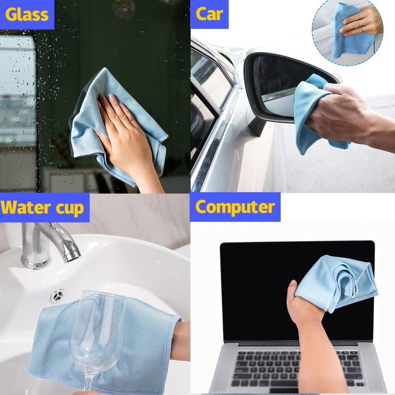 6-Pack Microfiber Cleaning Cloths, 16x16 Inch, Lint-Free for Windows, Glasses,