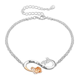 Women's Bracelet 925 Sterling Silver Infinity Rose Gift for Christmas Mother's Day Birthday