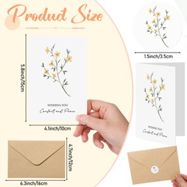Saypacck 100 Sets Bulk Sympathy Cards with Envelopes and Stickers Condolences Bereavement Greeting Cards to Express Your Condolences(Flower)