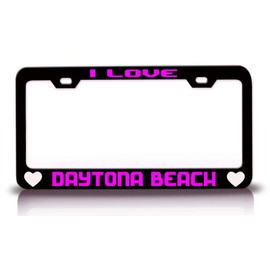 Custom Brother - I Love Daytona Beach City Cities Metal Car SUV Truck License Plate Frame Bl t61