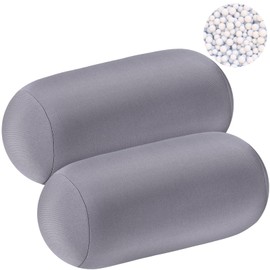 Geelin Geelin 2 Pcs Microbead Roll Pillow 11.8 x 6.3 Inch Soft Pillow Bolster Cylindrical Pillow Microbead Pillows for Sleeping Home Travel Neck Head Back Support Rest (Grey)