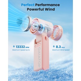 Gaiatop Portable Handheld Mini Fan, 21 Working Hours 6 Speeds, Rechargeable Battery Operated, 180° Foldable with LED Display, Small Desk Personal Fan for Women Gifts Travel, Working- Pink