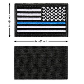 2 Pieces Tactical USA Flag Patch American Flag US United States of America Regular and Reverse Military Uniform Emblem Patches (Black & Blue - 2 Packs Reverse)