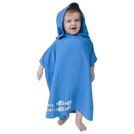 tiddlers & nippers Kids Microfibre Hooded Towel/Poncho | Colours: Blue/Pink/Grey Lightweight, Super Absorbent Microfiber & Quick Drying | Ideal For Beach, Pool, Holidays & Travel (Blue, 2-5 Years)