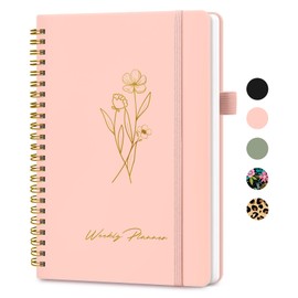 Undated Weekly Planner, Weekly To Do List Notebook with Goal & Habit Tracker Organizer, A5 Weekly Planner Notebook with Spiral Binding, 6.1" x 8.2" - Rosy