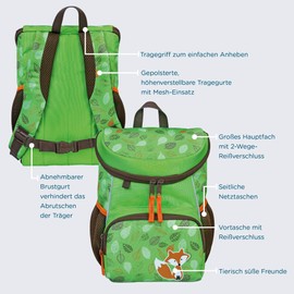 Scooli Children's Backpack for Girls & Boys, Mini Me, Ergonomic Nursery Backpack for 2-5 Years, with Removable Chest Strap, for Nursery, Creche and Kindergarten, Freddi Fox