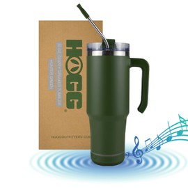 Hogg 30oz Grippy Speaker - Green Tumbler, 30 oz Tumbler with Handle, Insulated Water Bottle with Straw, Pink Tumbler Cup with Detachable Speaker, Beach Water Bottle, Vacation Tumblers for Adults