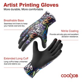 COOLJOB 2 Pairs of Gardening Gloves for Men/Women, Work Gloves with Nitrile Coating, Oil Resistant and Breathable, Touchscreen Mounting Gloves for Mechanics and Workshop (Size 7/S)