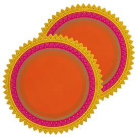 Talking Tables 2X Diwali Plates - Large Serving Platters, Mandala/Henna/Rangoli Wipe Clean Reusable Platters for Diwali Decorations, Eid & Bollywood Party | Set of 2