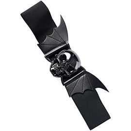 Banned Storm Skull Belt Elasticated Stretch Wide Waist Cincher Gothic, Black