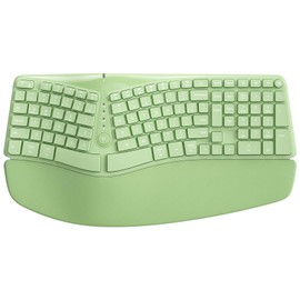 TISHLED Bow Split Ergonomic Keyboard Wireless with Cushioned Wrist & Palm Rest, Wireless 2.4G/Bluetooth/Wired USB-C, Comfortable Natural Typing, Compatible with Windows/Mac/PC/Laptop, Matcha Green