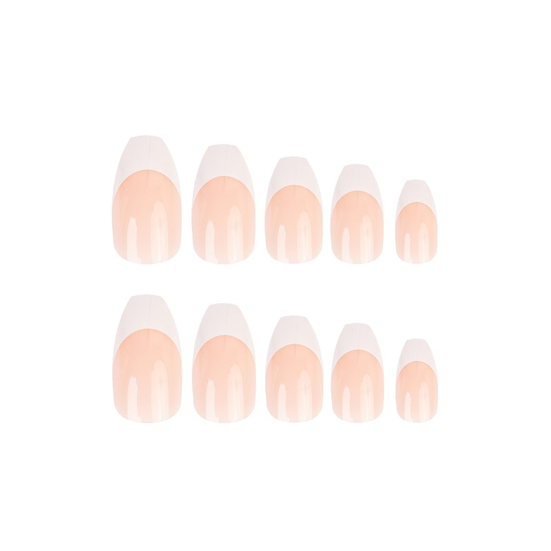 Invogue Coffin Natural Pink False Nails With Glue 24 Pack