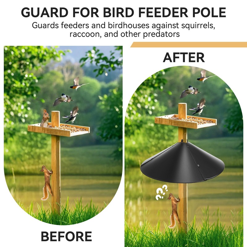 Qualirey 1 Pack 21.5 Inch Metal Squirrel Proof Baffle for