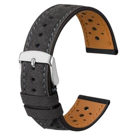 Anbeer Suede Leather Watch Band,18mm Perforated Replacement Wristband for Men Women,Classic Retro Watch Strap