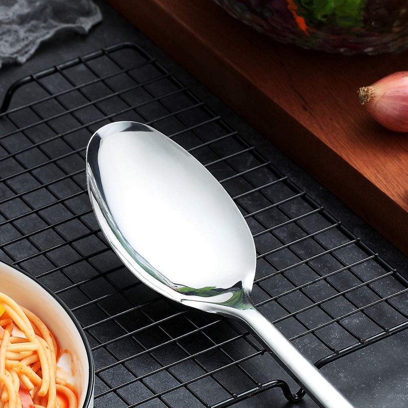 Berglander Solid Spoon, Stainless Steel Gold Handle Solid Cooking Spoon