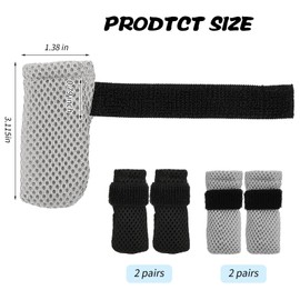 8 Pcs Cat Claw Covers, Shoes Booties for Cats Mittens to Prevent Scratching Socks Adjustable Breathable Mesh Puppy Indoor Gloves Paw Kitten Boots Suitable for Bathing and Nail Trimming (Grey + Black)