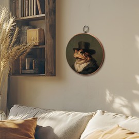 iEFEY Frog Wall Decor, Vintage Dark Moody Academia Frog Hanging Framed Canvas Wall Art, Retro Rustic Cottagecore Animal Decorations for Home Living Room Bedroom 10"x10"