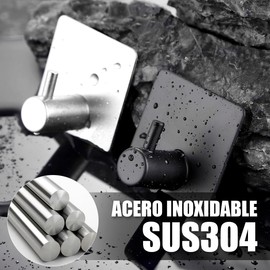 6 Piezas Ganchos de Baño,Ganchos para Pared 304 Acero Inoxidable,Ganchos Adhesivos Organización,Accesorios de Baño,Perfecto para La Cocina, El Baño o La Oficina. (Plateado)