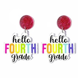 Azusa Sun Colorful Fourth Grade Drop Dangle Earrings for Women and Acrylic Back to School Earrings Teacher Appreciation Gifts