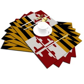 Maryland Flag Placemats Set of 4, Maryland State Flag Placemats Heat Resistant for Dining Table Non-Slip 18x12 Inches