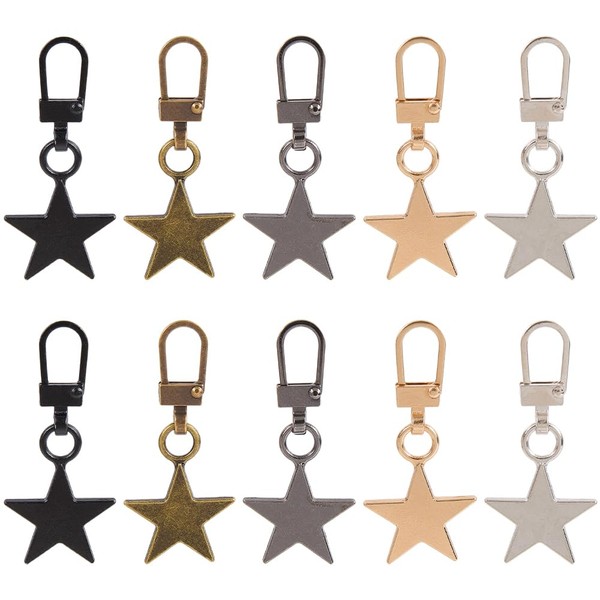 craspire 10 Stück 5 Farben Sternförmige Reißverschlussanhänger Kreative Anhänger Abnehmbares