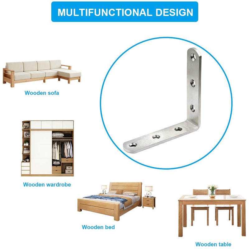 8 PCS L Bracket Stainless Steel Corner Brackets 3 x