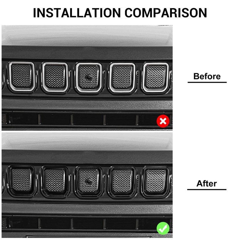 Jimen Compatible with Jeep Compass 2021-2023, 7PCS Front Grille Inserts